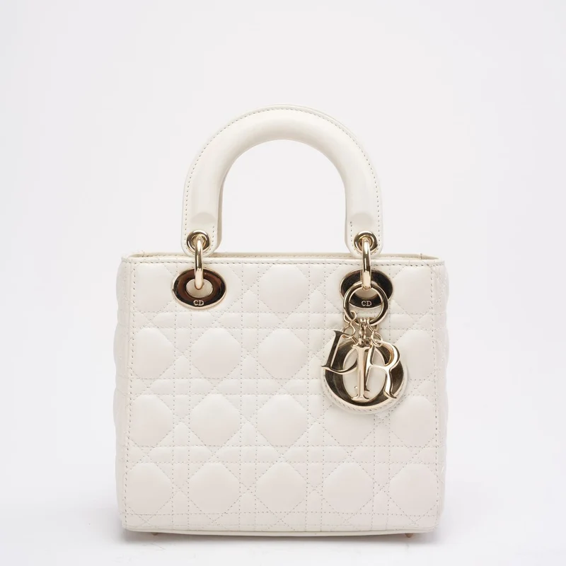 Christian Dior White Small Lady Dior aus Cannage-Lammleder 2020