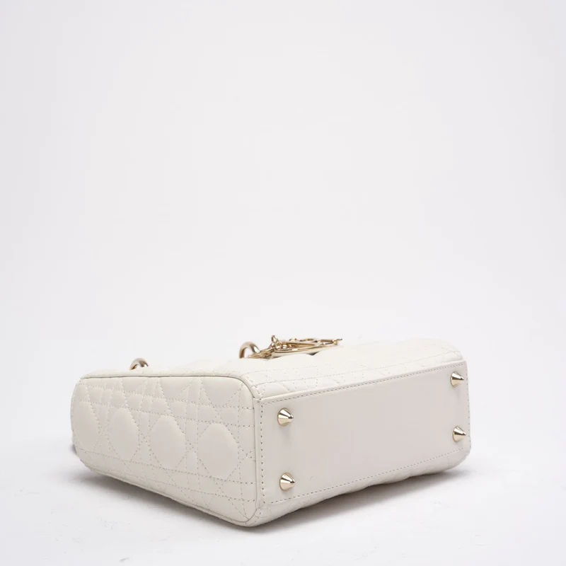 Christian Dior White Small Lady Dior aus Cannage-Lammleder 2020