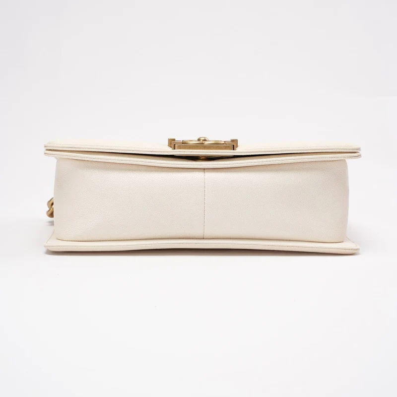 Chanel Medium Le Boy Bag Caviar White 2019