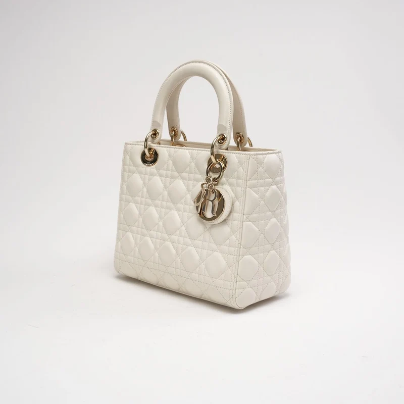 Dior Lady Dior Medium Bag Weißes Lammleder (2019)