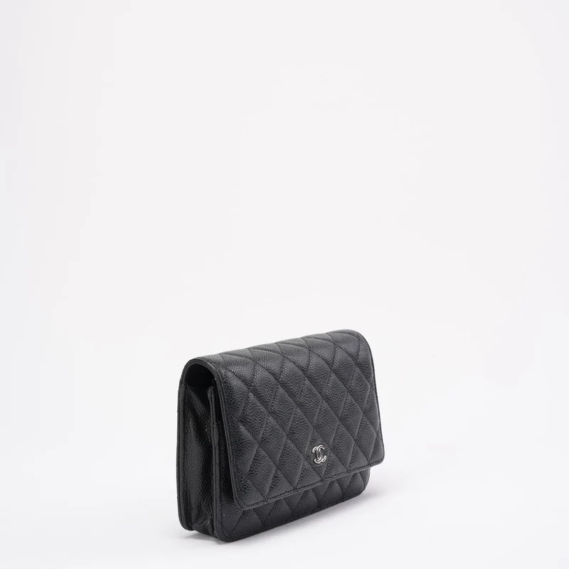 Chanel Wallet on Chain (WOC) aus schwarzem Kaviarleder, Modell 2020