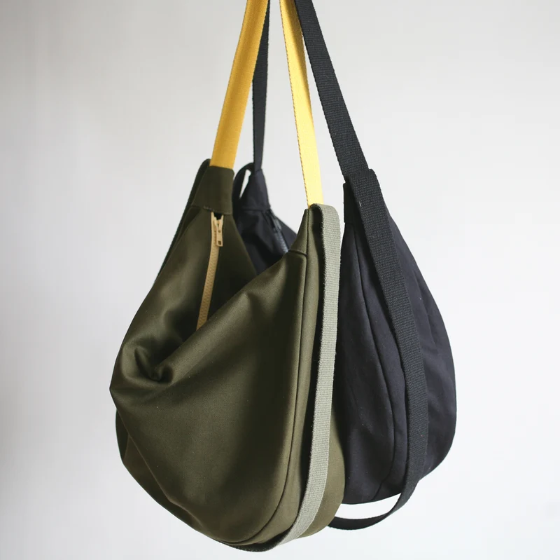 Schultertasche POUCH Biobaumwolle Tanne / Olive / Gelb