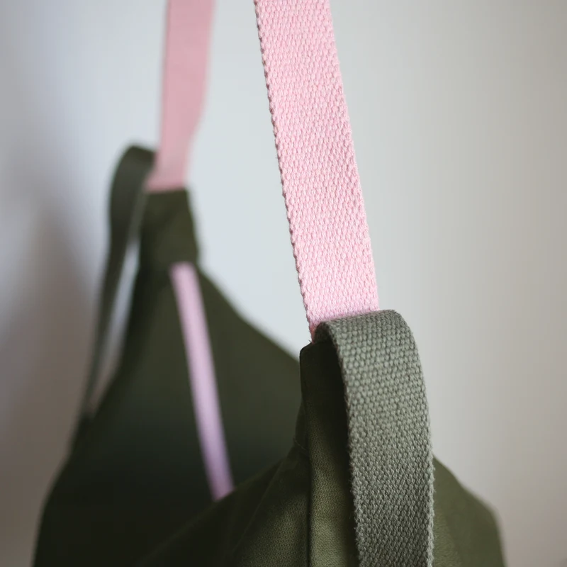 Schultertasche POUCH Biobaumwolle Tanne / Olive / Gelb