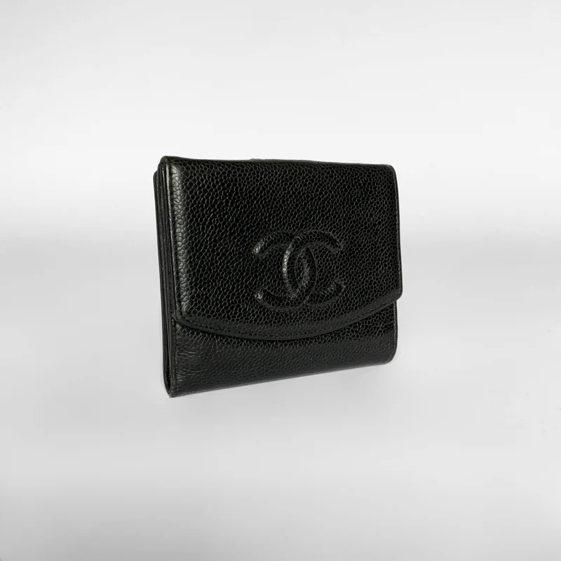 Chanel Timeless CC Caviar Compact Wallet Schwarz
