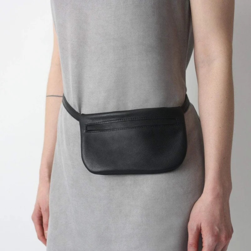Kleine flache Gürteltasche Schwarz
