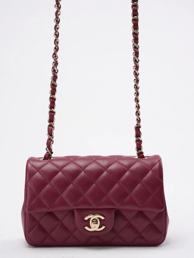 Chanel Burgunderrote Mini Classic Flap Bag 2021