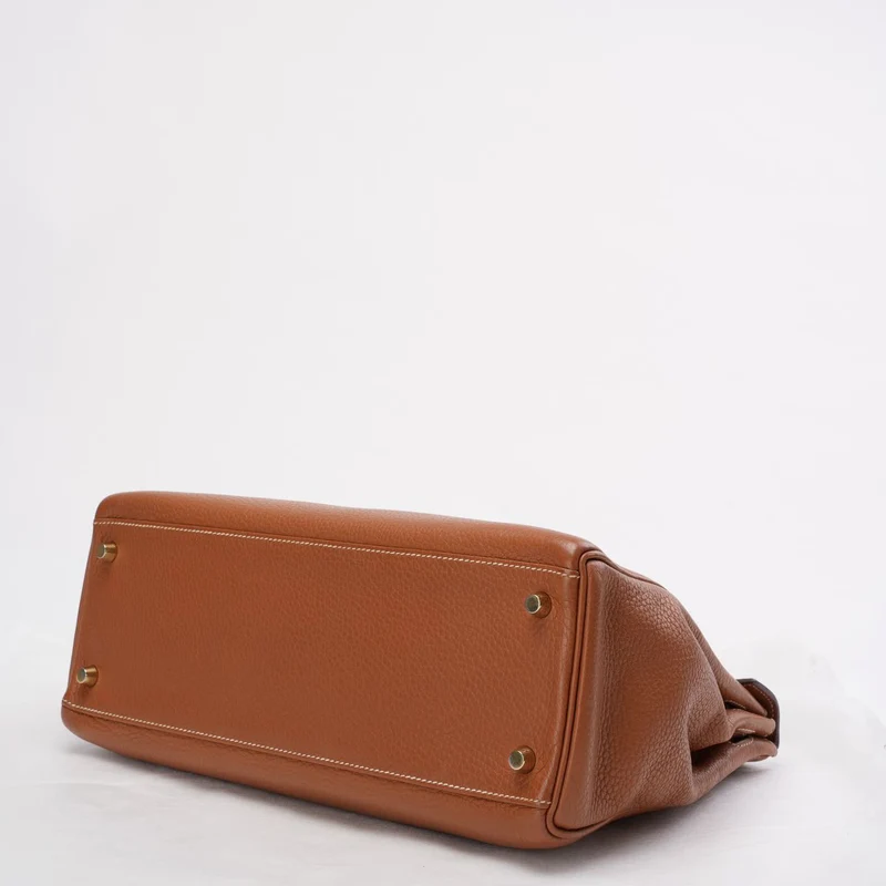Hermès Kelly 32 cm Tasche aus goldenem Clemence-Leder mit goldener Hardware 2015