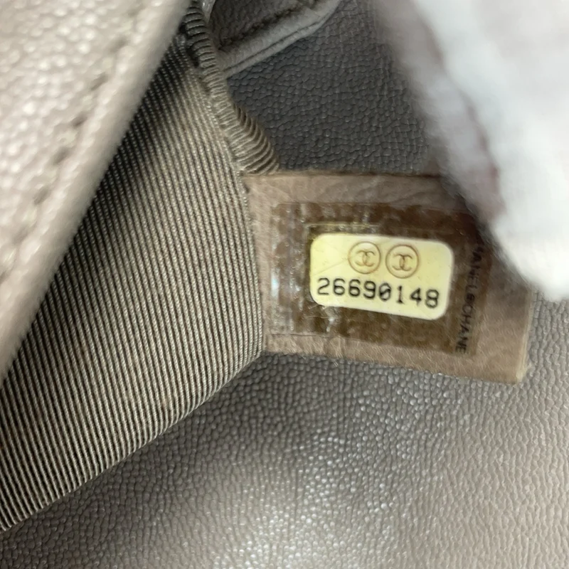 Chanel Boy Medium Grey Flap Bag Quilted Caviar 2019