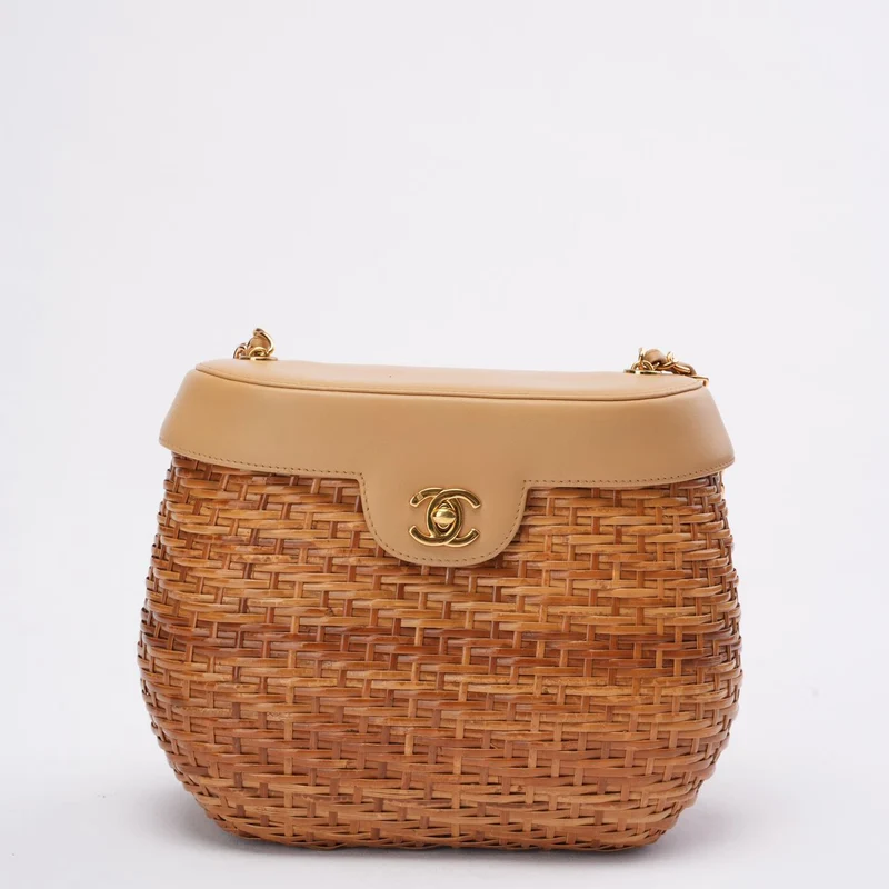 Chanel Vintage Weidenkorb-Umhängetasche 1990er