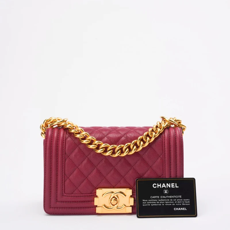 Chanel Burgunderrot Klein Le Boy Caviar 2018-2019