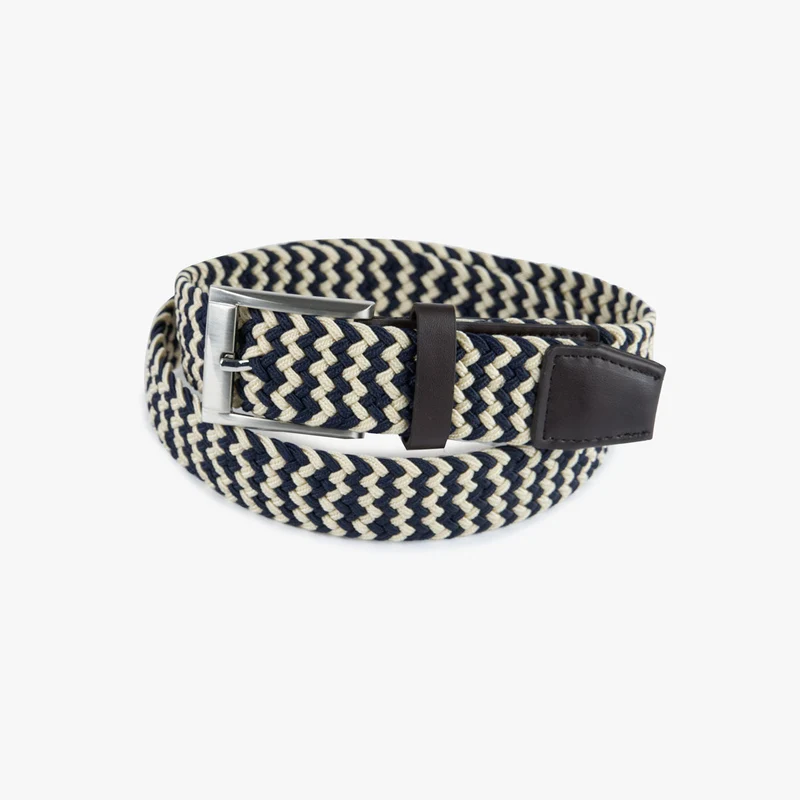 Gürtel Stretch Beige und Dunkelblau