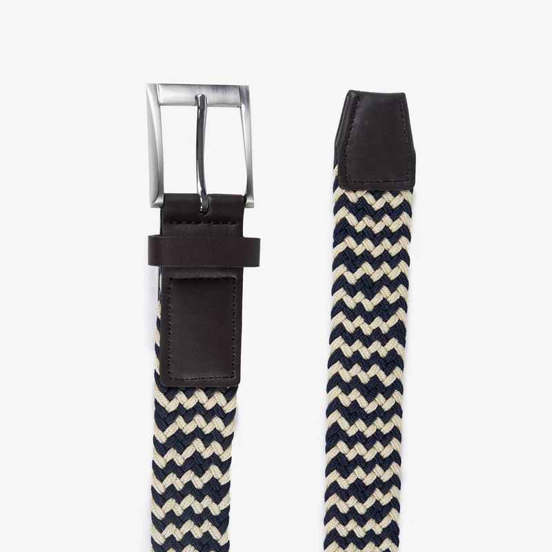 Gürtel Stretch Beige und Dunkelblau