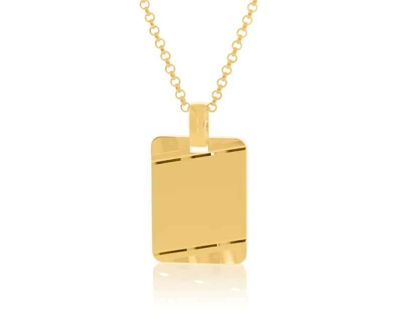 Kette Anhänger Dog Tag vergoldet Design Gravur Anhänger