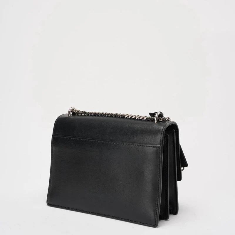 Saint Laurent Schwarzes Kalbsleder Mittleres Monogramm Sonnenuntergang