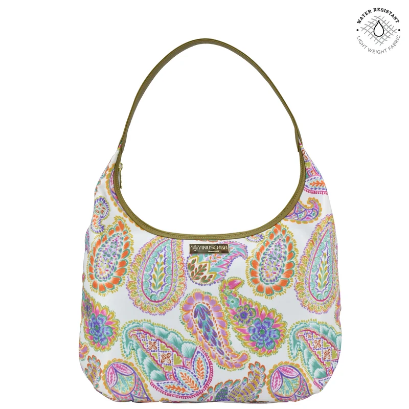 Stoff mit Lederbesatz Large Sling Hobo - 12010