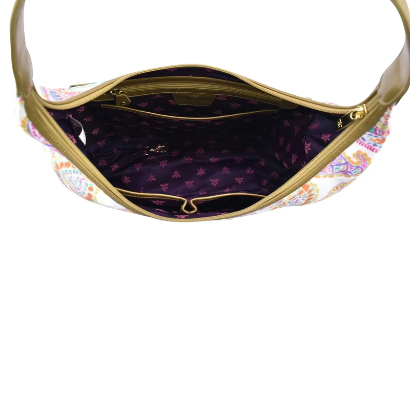 Stoff mit Lederbesatz Large Sling Hobo - 12010