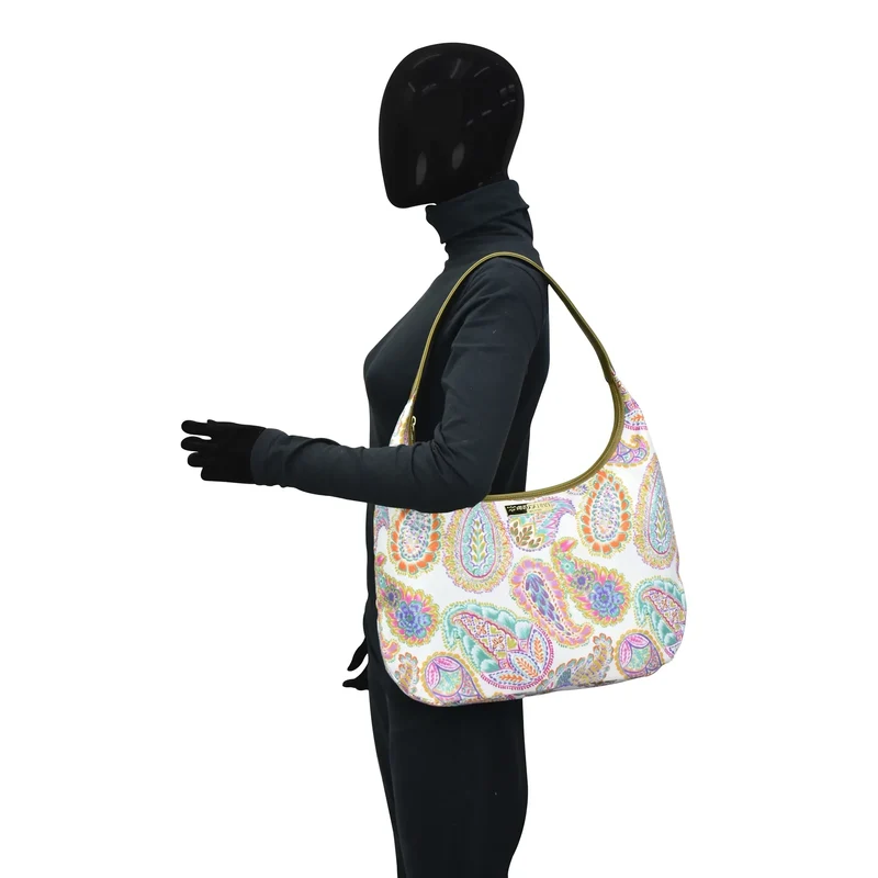 Stoff mit Lederbesatz Large Sling Hobo - 12010
