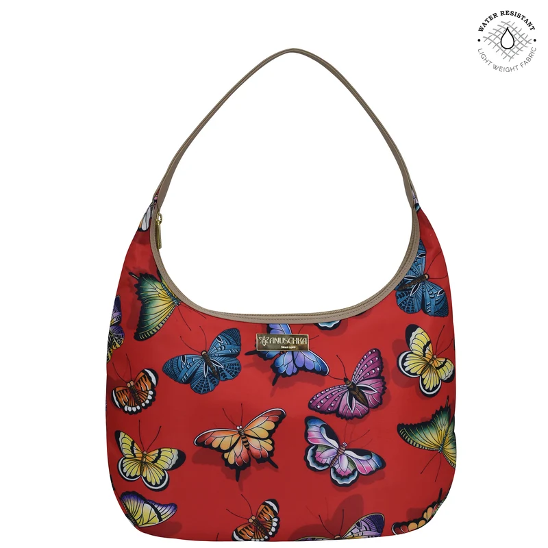Stoff mit Lederbesatz Large Sling Hobo - 12010