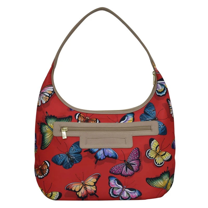 Stoff mit Lederbesatz Large Sling Hobo - 12010