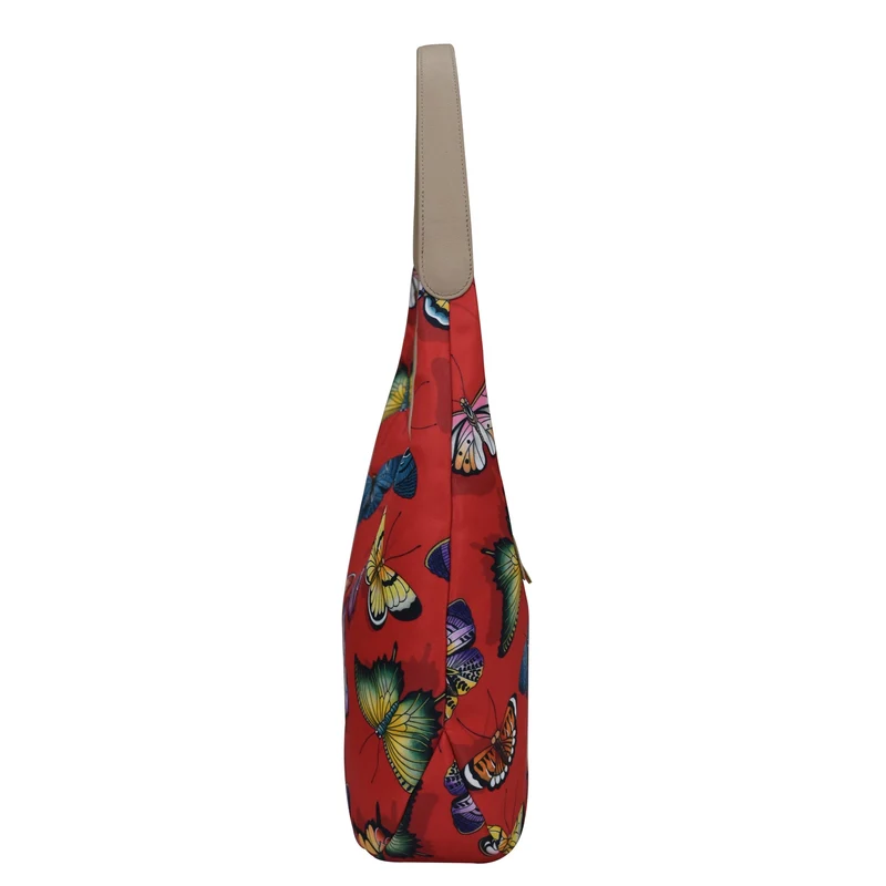Stoff mit Lederbesatz Large Sling Hobo - 12010