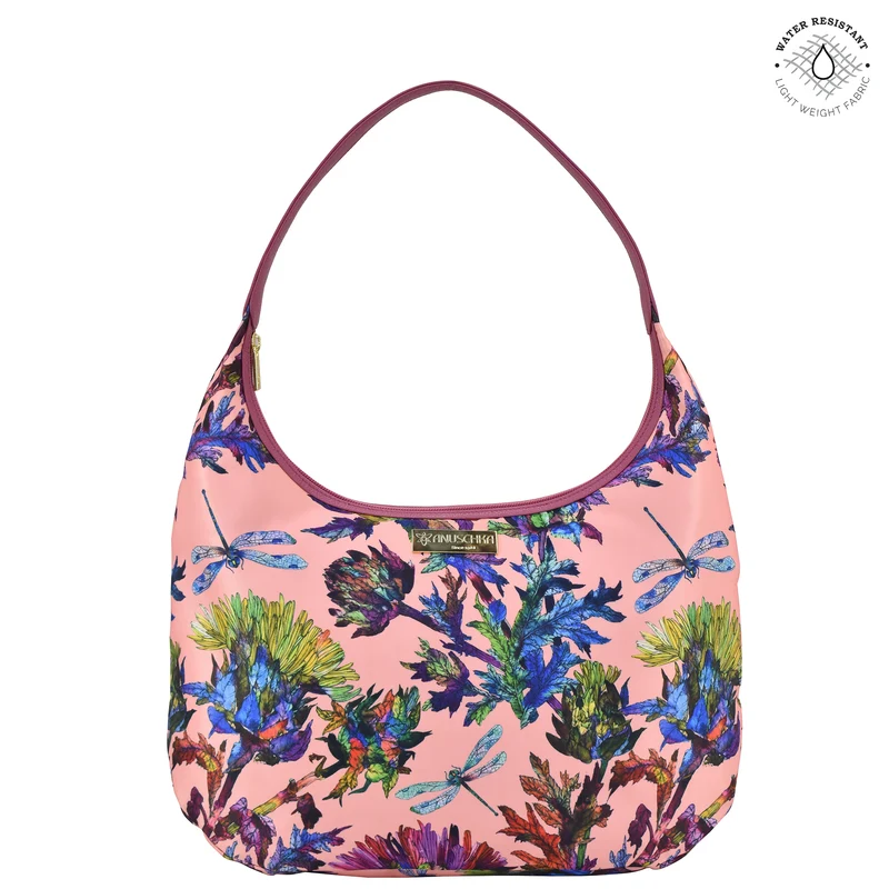Stoff mit Lederbesatz Large Sling Hobo - 12010