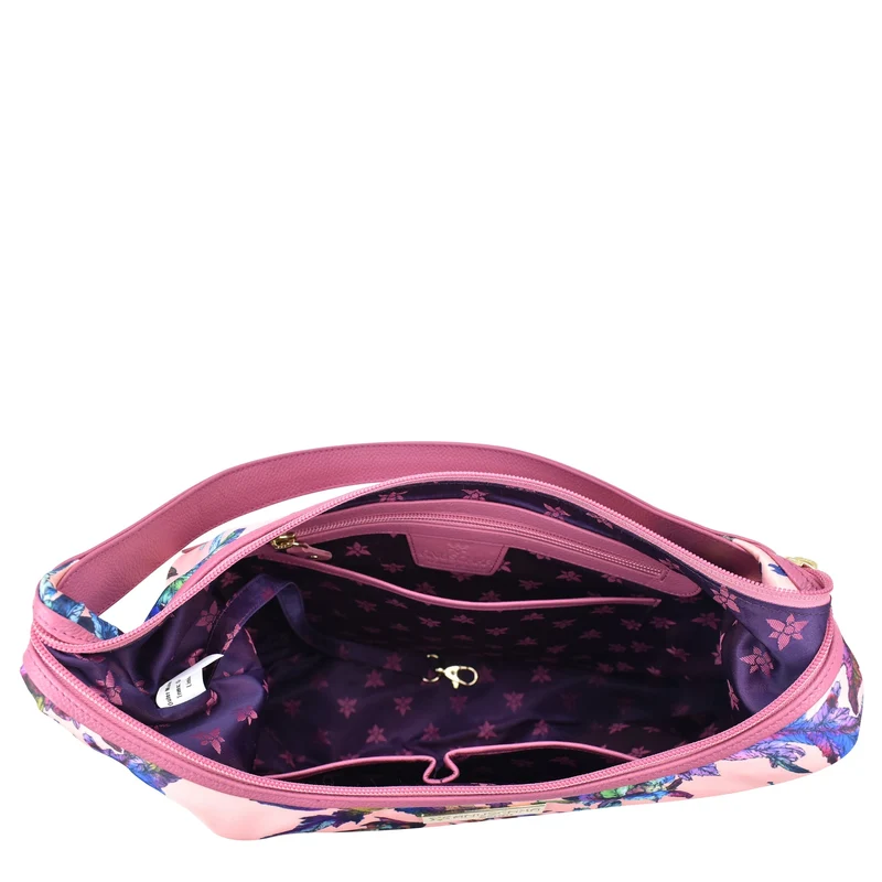 Stoff mit Lederbesatz Large Sling Hobo - 12010