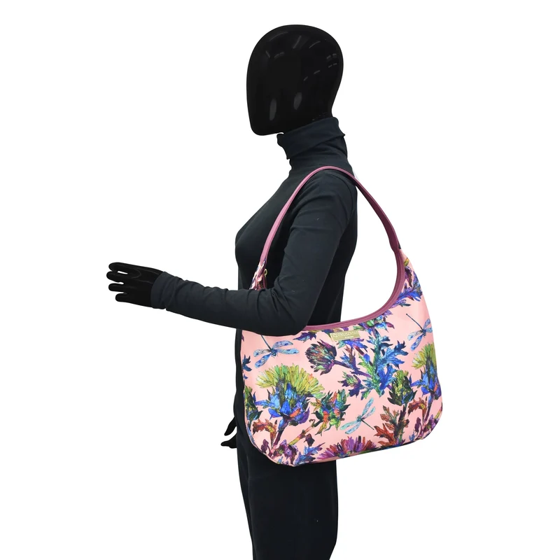 Stoff mit Lederbesatz Large Sling Hobo - 12010