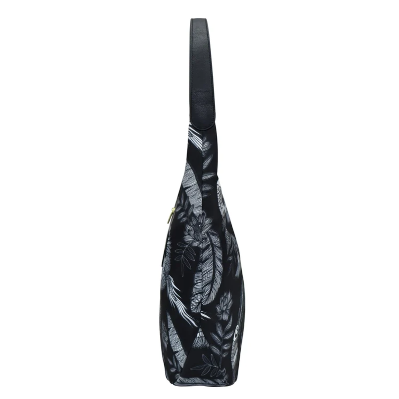 Stoff mit Lederbesatz Large Sling Hobo - 12010