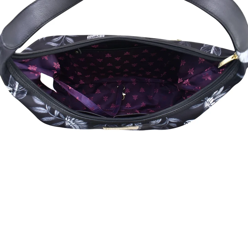 Stoff mit Lederbesatz Large Sling Hobo - 12010