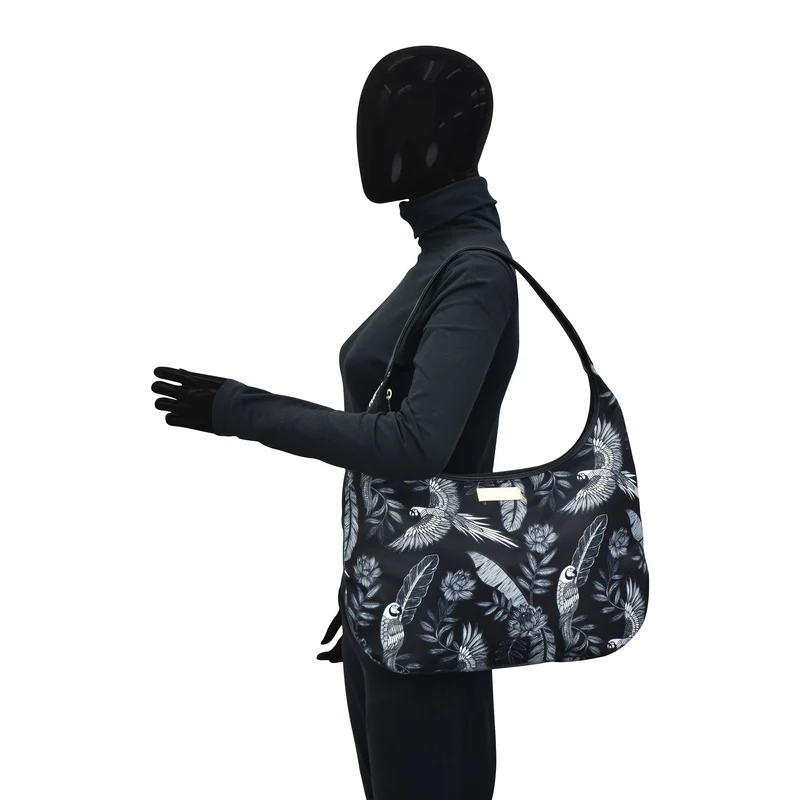 Stoff mit Lederbesatz Large Sling Hobo - 12010