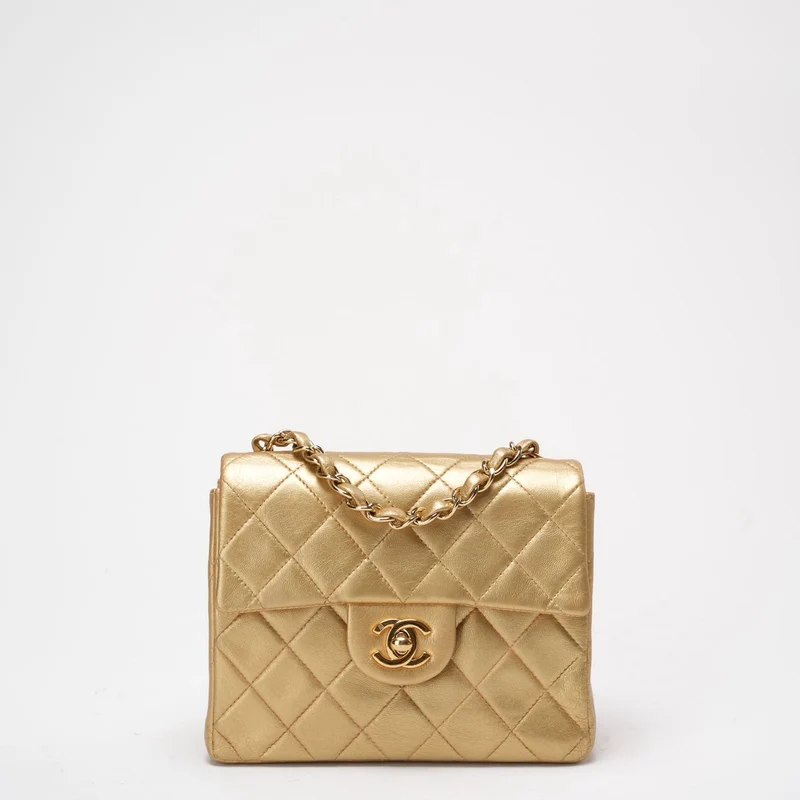 Chanel Goldene Vintage Mini-Flap-Quadrat-Tasche 2000er