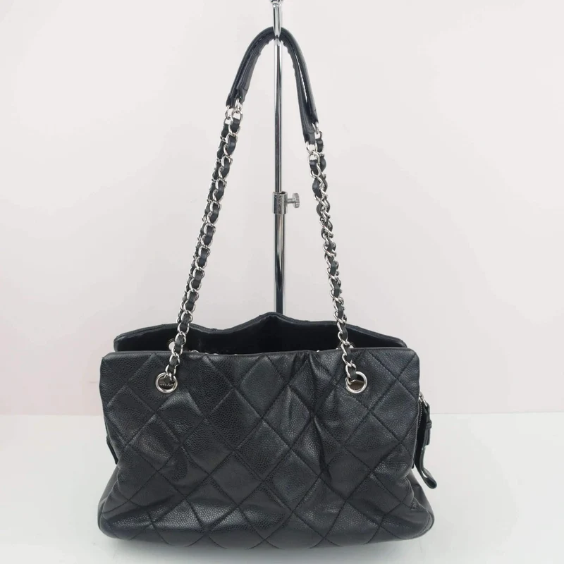 Chanel Black Quilted Caviar Leather Petite Timeless Bag