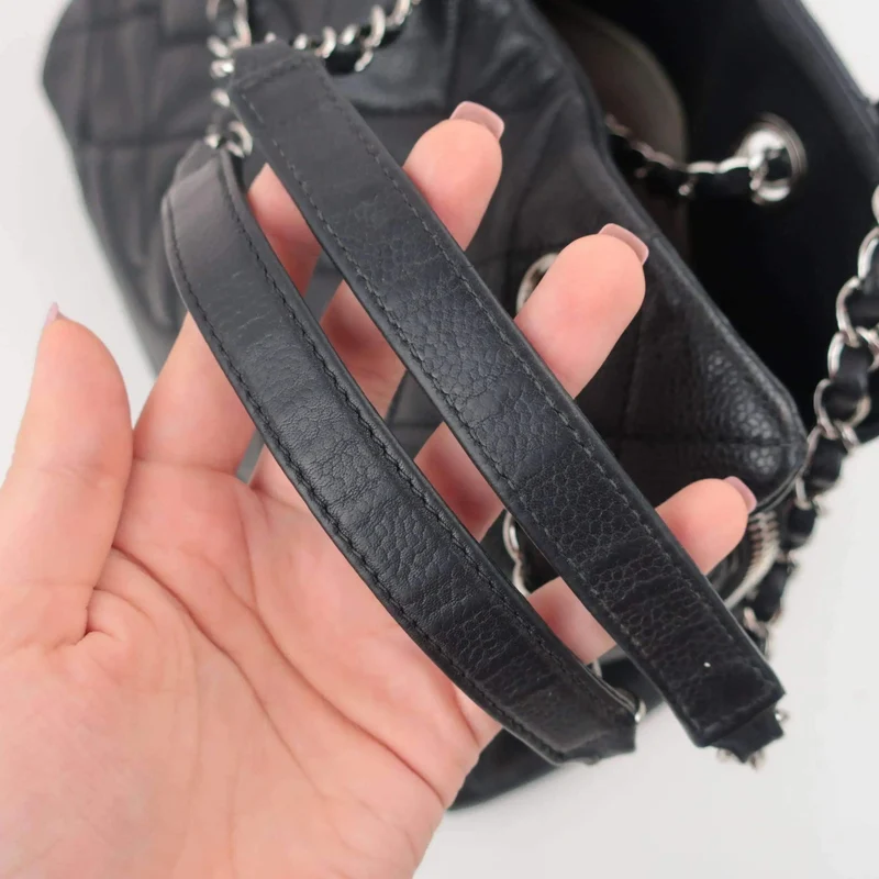 Chanel Black Quilted Caviar Leather Petite Timeless Bag