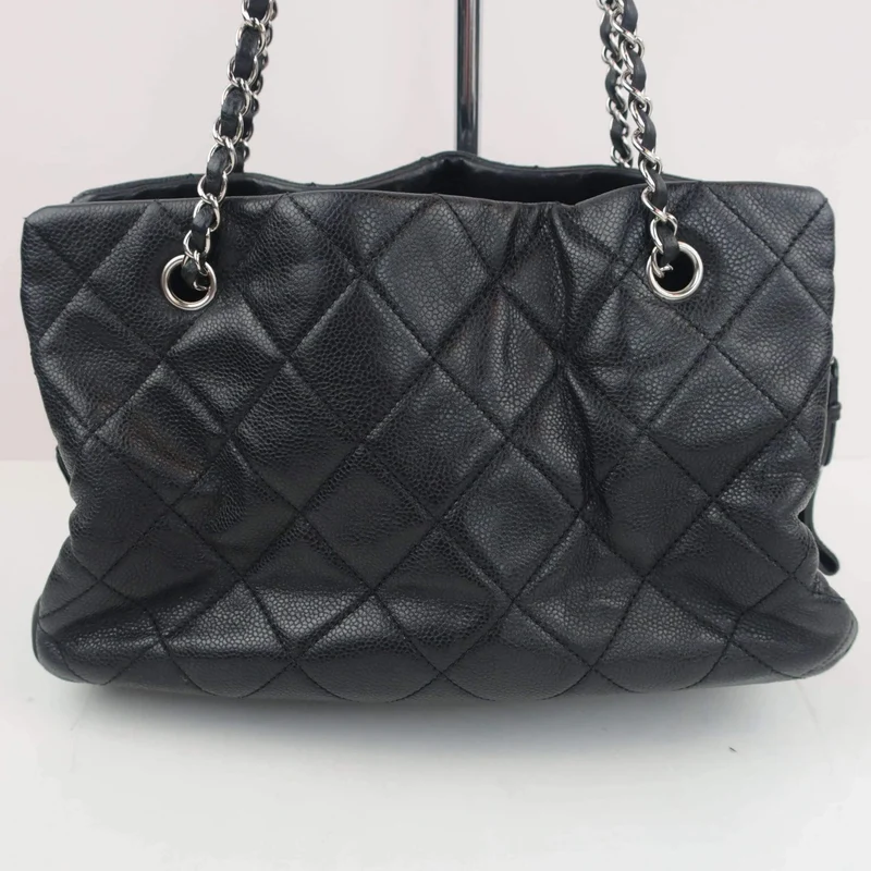 Chanel Black Quilted Caviar Leather Petite Timeless Bag
