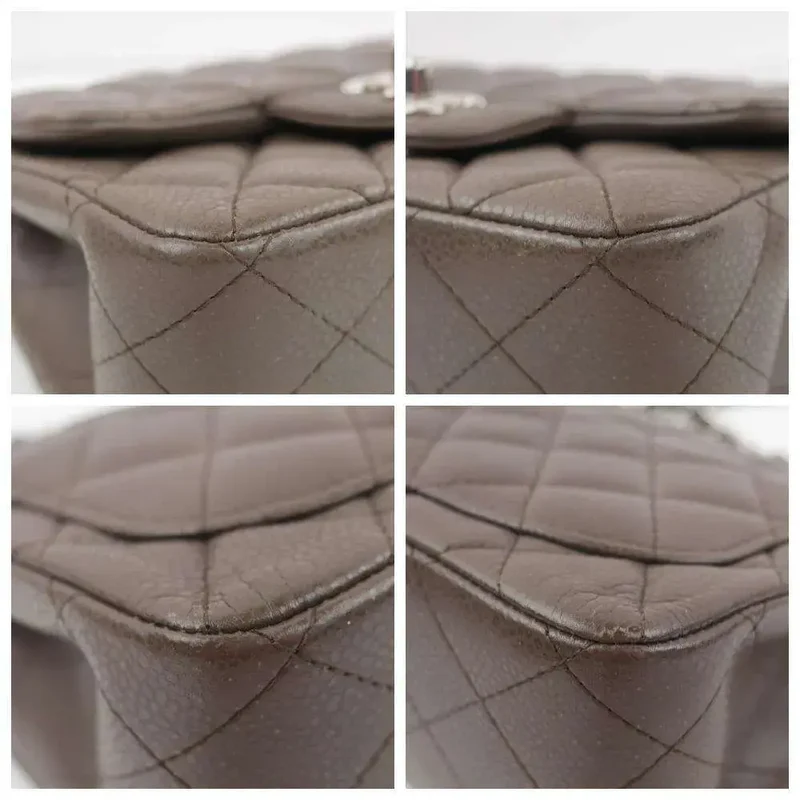 Chanel Brown Quilted Caviar Leather Classic Square Mini Flap Bag