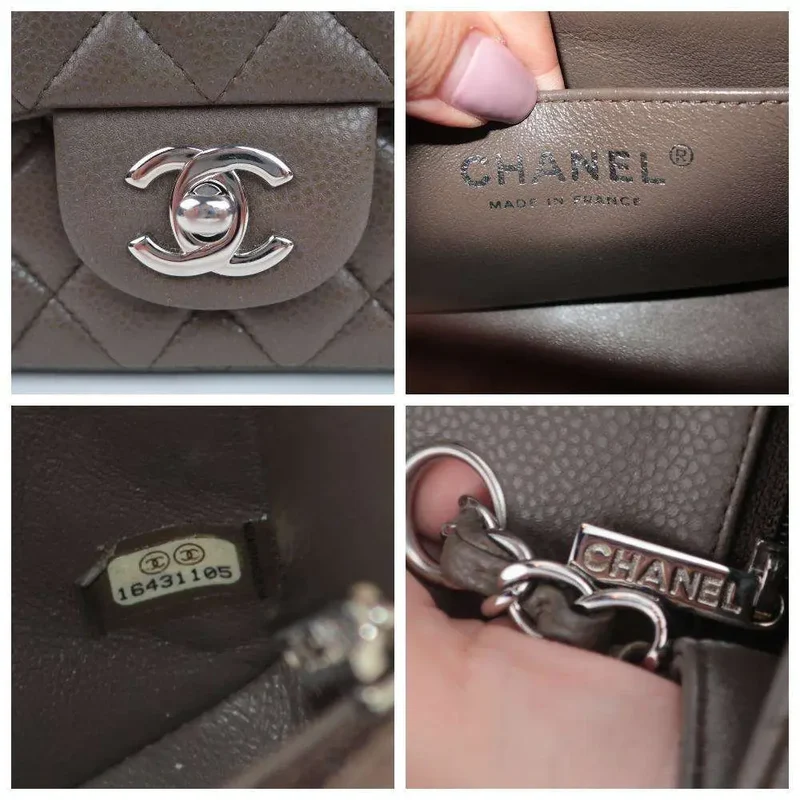 Chanel Brown Quilted Caviar Leather Classic Square Mini Flap Bag