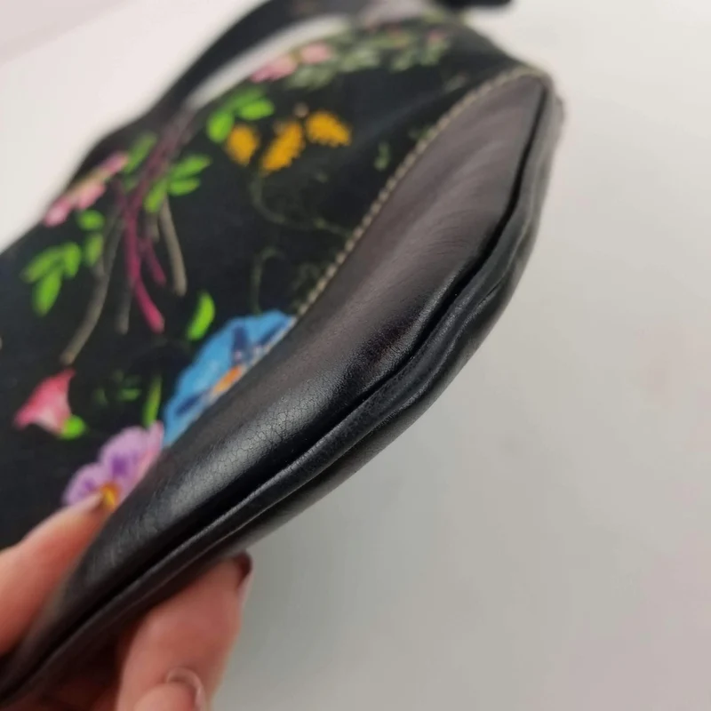 Gucci Flora Bouvier Hobo Medium Black Leather Bag with GHW