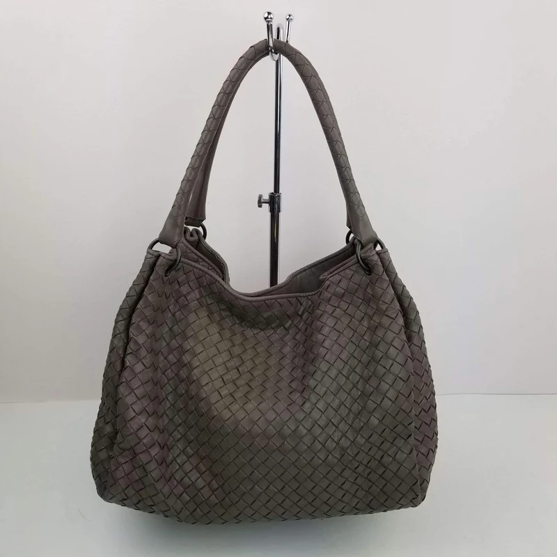 Bottega Veneta Grey Intrecciato Woven Nappa Leather Parachute Bag