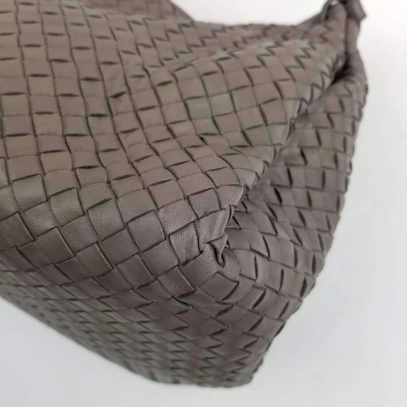 Bottega Veneta Grey Intrecciato Woven Nappa Leather Parachute Bag