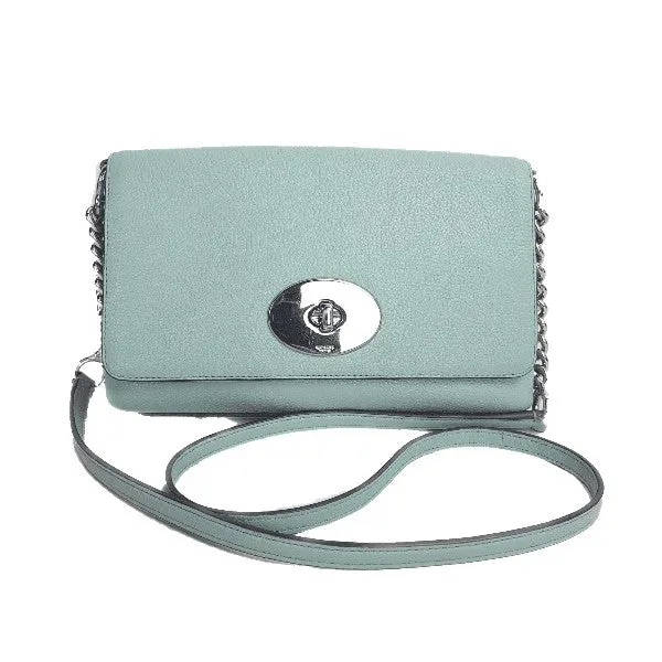 Coach Crosstown Crossbody Bag In Pebble Leather Light Green