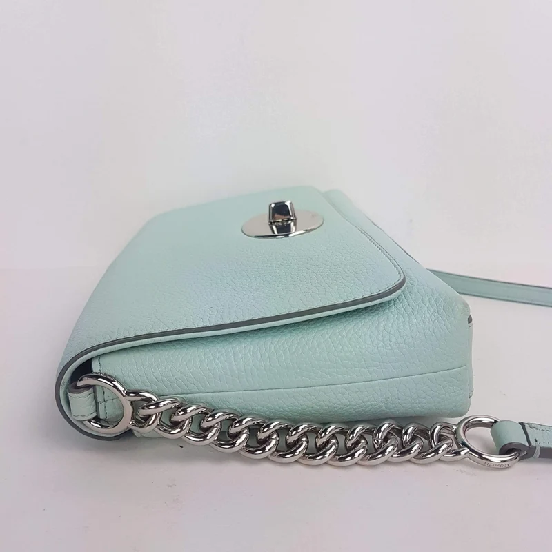 Coach Crosstown Crossbody Bag In Pebble Leather Light Green