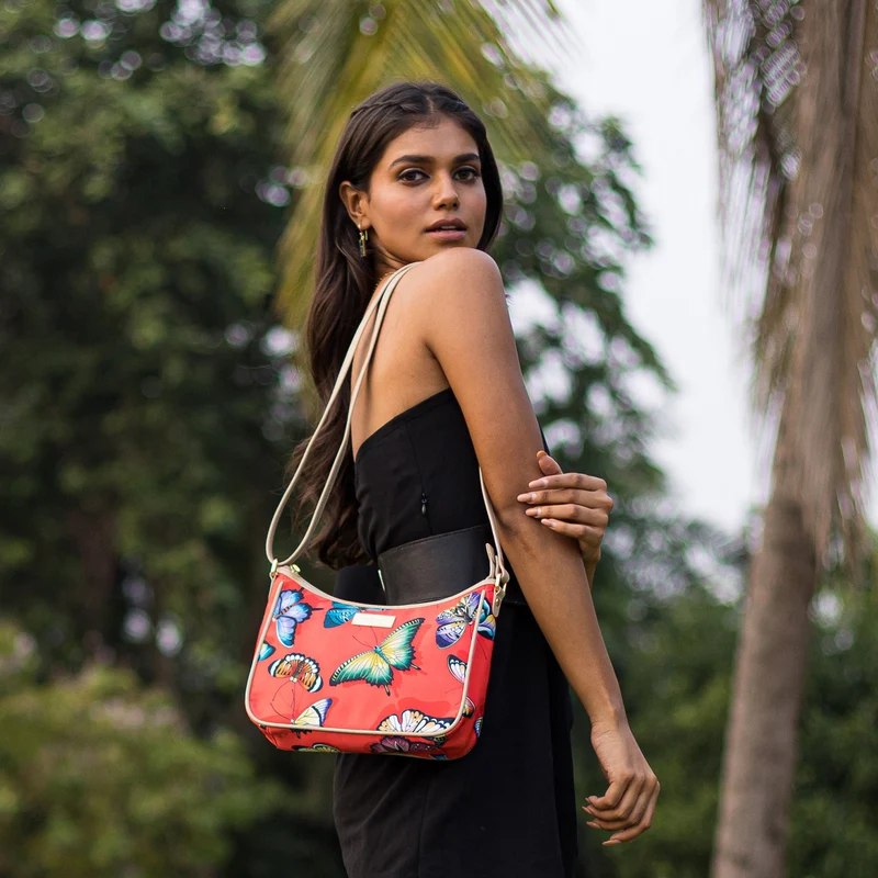 Stoff mit Lederbesatz East/West Hobo - 12013