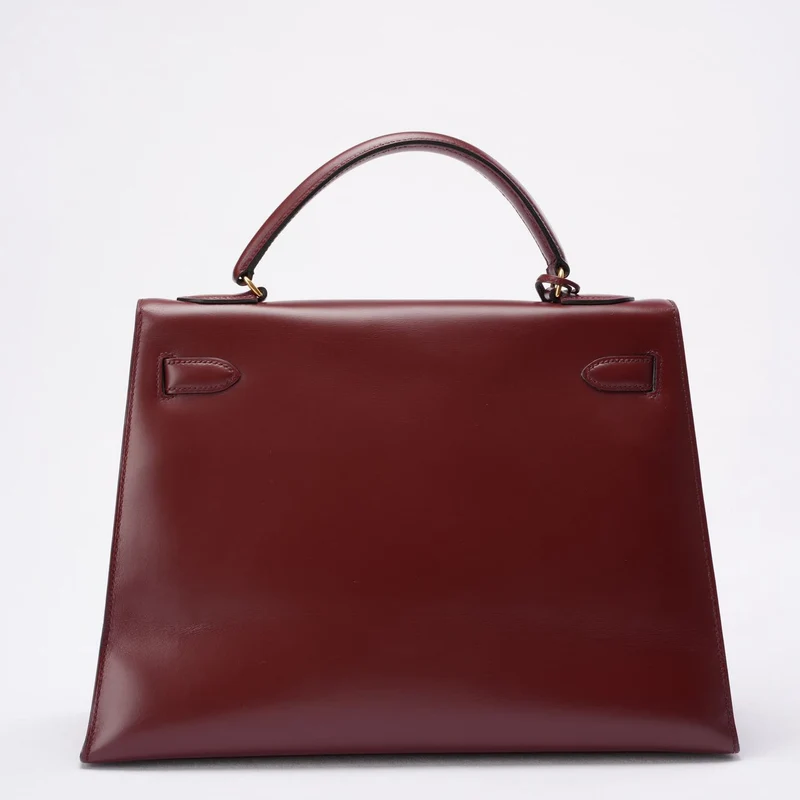 Hermes Vintgae Kelly 32 Burgunderrotes Boxleder 1985