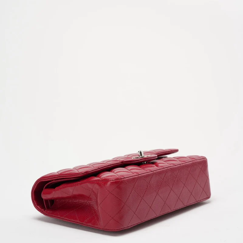 Chanel Burgunderrote klassische Flap Bag Caviar 2012