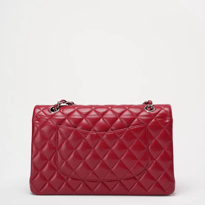 Chanel Burgunderrote klassische Flap Bag Caviar 2012