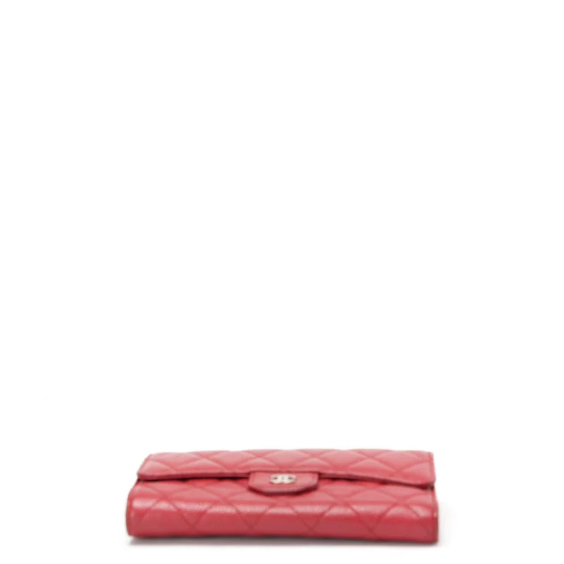 Chanel Rote große Klappenbrieftasche Caviar 2014-2015