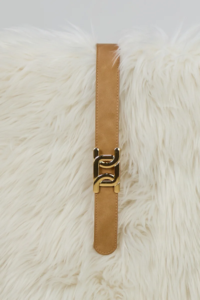 Gürtel mit stylischer Schnalle, beige-gold