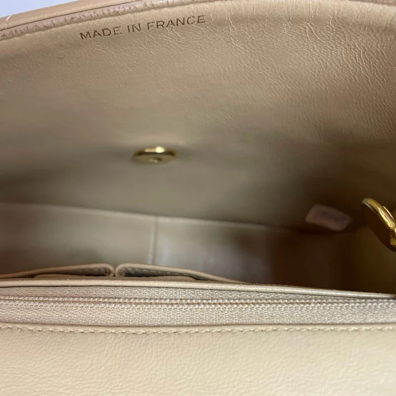 Chanel Vintage Classic Mini Square Bag Beige 24 Karat Gold