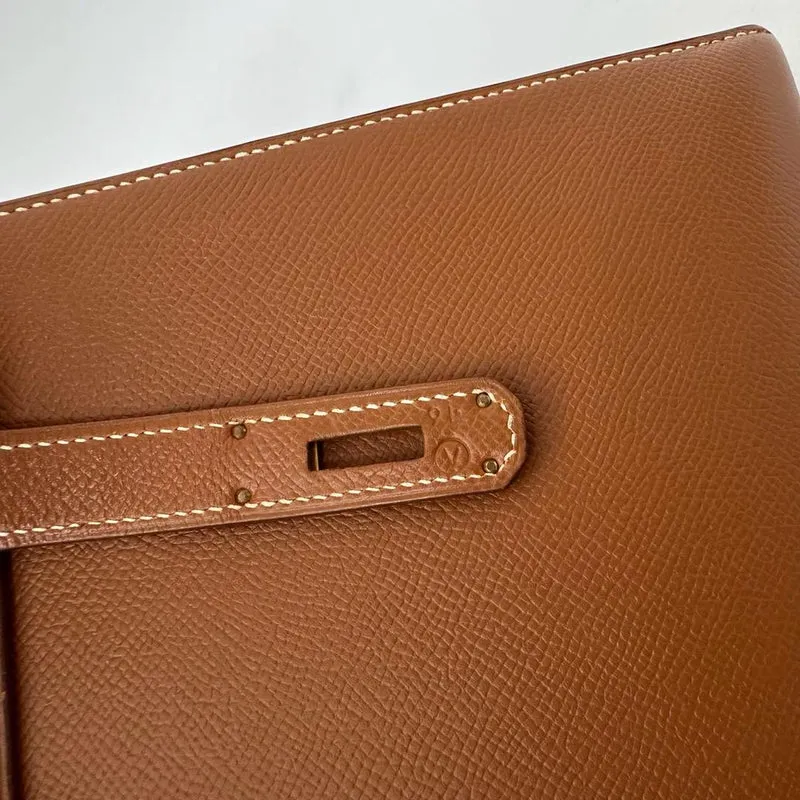 Hermès Vintage Kelly Sellier 32 Gold Leder V Cricle 1992