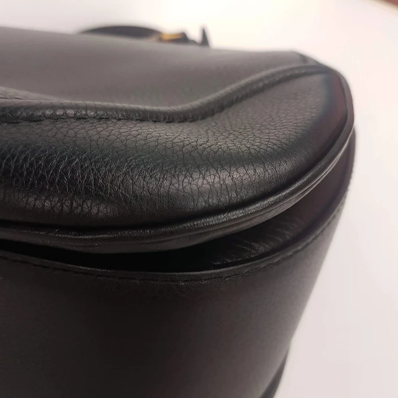Gucci Black Leather Bamboo Top Handle Crossbody Bag